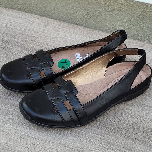 Life Stride Danilla Sling Black Faux Leather Flats Sz 7.5 - Picture 3 of 13
